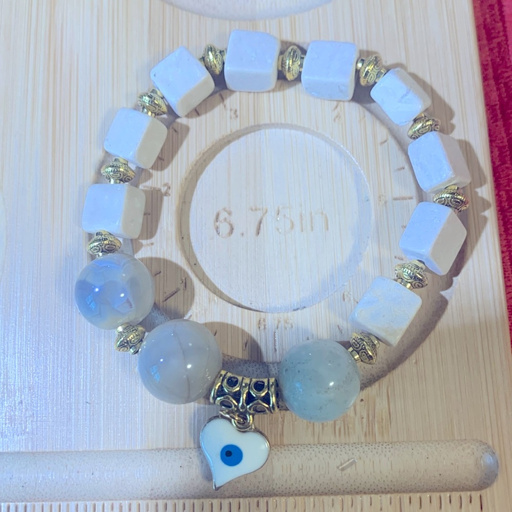 Evil Eye Charm, Translucent Agate, Riverstone & M… - image 7